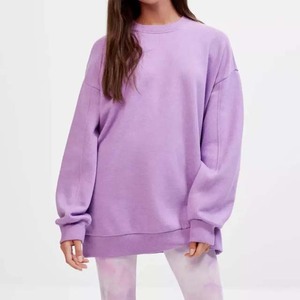 Winter Wear 2025 OEM 100% Cotton Fleece Sweatshirts Femmes Pas Cher Prix Plain Oversized Drop Shoulder Ladies Casual Sweatshirt - Product Image 1