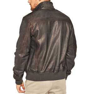Meilleure vente Veste en cuir de motard à fermeture éclair à bas prix Manteau zippé de haute qualité Vestes en cuir vintage personnalisées pour hommes - Product Image 2