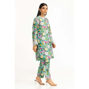 Conjunto Casual Bohemio para Mujer, Verde Mar, Viscosa Jacquard, Talla XS/XS, para Primavera/Verano, Conjunto de 2 Piezas con Shorts - Product Image 2