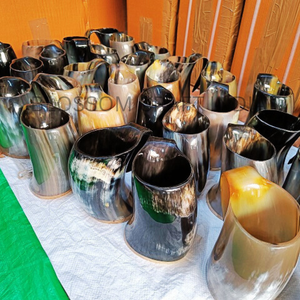 Mug en corne de buffle sculptée naturelle, véritable toucher de vache, corne à boire viking, tasse décorative en corne au meilleur prix - Product Image 5