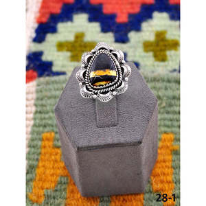Bague ajustable en argent sterling plaqué or rose et turquoise noire, faite à la main au sud-ouest, avec sertissage invisible – Cadeau - Product Image 2