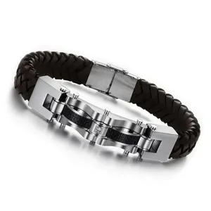 Modische Wickel-Armbänder Leder Vertrag einfaches kreatives Stahl-Leder-Armband zum besten Preis verfügbar