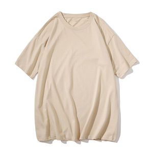 Oem تصميم شعار مخصص عصري حسب الطلب ، لون بسيط من خمس نقاط بأكمام قصيرة ، ملابس فضفاضة للزوجين ، تي شيرت طويل - Product Image 4