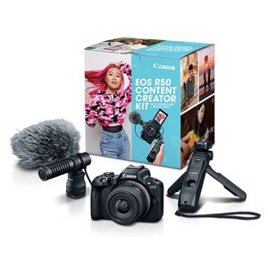 Hybrid Mirrorless Digital <b>Camera</b> with RF-S18-45mm F4.5-6.3 IS STM Lens Tripod Grip Microphone - Product Image 1