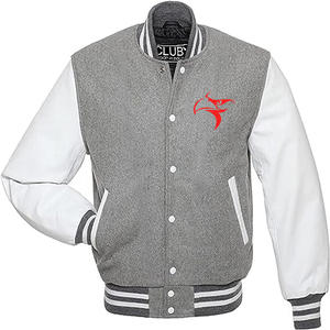 Vestes Letterman Varsity décontractées pour hommes-Veste de baseball d'hiver côtelée avec broderie en chenille Veste universitaire en cuir de grande taille - Product Image 1