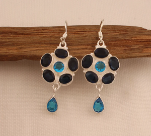 Pendientes de Topacio Azul de cianita para mujer, Plata de Ley 925, diseñador, piedras preciosas hechas a mano, joyería de boda, Idea de regalo, precio de fábrica - Product Image 1