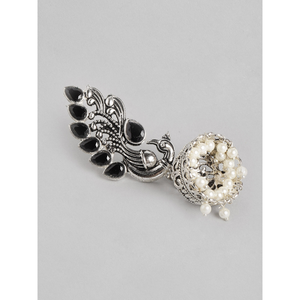 Parure de collier carré noir oxydé plaqué or 18 carats et rhodium, ornée de perles, idéale pour les fêtes, les cadeaux et les mariages - Product Image 4