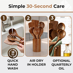 Disponibili all'ingrosso: Set di utensili da cucina in legno di teak, spatole, cucchiai e forchette per insalata - Product Image 4