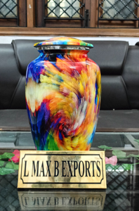 Red Flower Design Aluminium Adult Cremation Urns <b>for</b> human <b>ashes</b> with free velvet bag wholesale price - Product Image 2