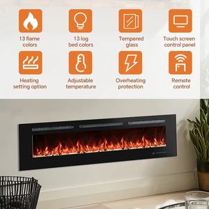 60 \ "Lò sưởi điện nóng 13-màu dẫn ngọn lửa lõm & treo tường thiết kế cho nhà & khách sạn sử dụng vật liệu kim loại bền - Product Image 2