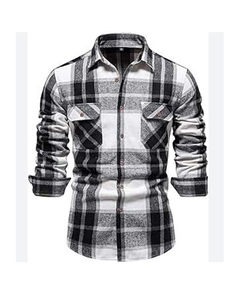 เสื้อเชิ้ตมืออาชีพสำหรับนักธุรกิจชาย, เสื้อเชิ้ตแขนยาวลายตารางสก็อตลำลองใหม่ฤดูใบไม้ร่วง2025 - Product Image 1