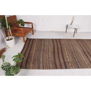 Tapis turc Kilim, tapis vintage 4,4x11,2 pieds, tapis en laine persan brun - Product Image 3