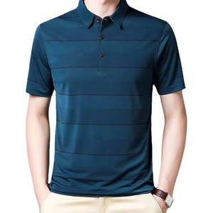 Nouveau design de t-shirt de golf pour homme, léger, infroissable, respirant, en tissu mélangé polyester/coton, extensible, imprimé uni - Product Image 2