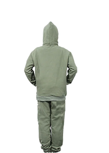 Personalizado 100% algodón peso pesado 420g en blanco de gran tamaño unisex chándales jogging sudaderas con capucha desgastadas mujeres - Product Image 3