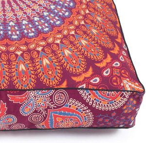 Indian Square Cotton Mandala Ottoman Floor <b>Cushion</b> Case Elegant Floral <b>Printed</b> Pillow Cover for Meditation Home Decor - Product Image 3
