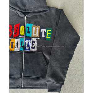 เสื้อฮู้ดมีซิปสีแอซิดกรดเสื้อสวมหัวผ้าฝ้าย100% ฝรั่งเศสเทอร์รี่เสื้อฮู้ดผู้ชายโอเวอร์ไซส์ - Product Image 3