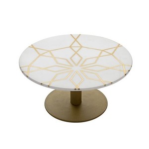 Présentoir à gâteau de qualité standard en métal incrusté et marbre blanc Présentoir à gâteau de fête de mariage facile à assembler Meilleure vente - Product Image 1
