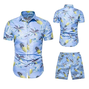 Nouveau Style personnalisé rayonne tissé Floral hommes correspondant deux pièces hawaïen ensembles vêtements robe chemise et short ensemble pour la plage - Product Image 5