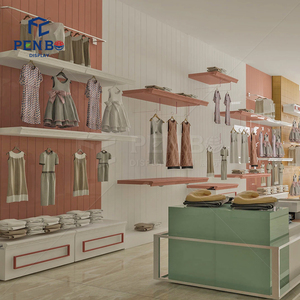 Présentoir à vêtements pour enfants personnalisé et tendance, mobilier de magasin de vêtements pour enfants, design intérieur de <span class=keywords><strong>boutique</strong></span> pour bébés en bois - Product Image 2