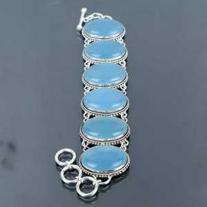 Customized Aquamarine Gemstone 925 Sterling Silver Bracelet Excellent Quality Handmade Designer Jewelry Engagement <b>Anniversary</b> - Product Image 2