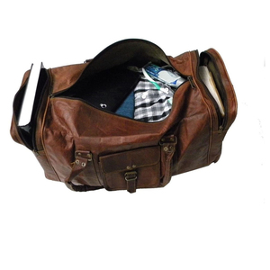 Classic Genuine Leather Duffle <b>Bag</b> for Travel Gym Weekend Overnight With Adjustable Shoulder Strap and Carry Handles With OEM - Product Image 4