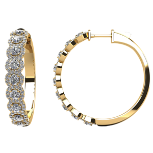Pendiente de aro de diamante cultivado en laboratorio de forma redonda de 2ct para mujer VS Clarity EF Color en joyería fina de oro sólido de 14K del fabricante - Product Image 2
