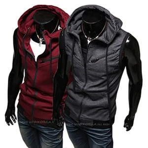 Men's Slim Fit Knit Tank Top Sweatshirt <b>Hoodie</b> Zipper Pullover Summer Casual Vest Without Sleeves - Product Image 5