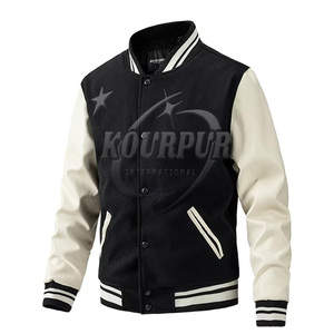 Venta al por mayor clásico personalizado de invierno de cuero brazo Varsity chaqueta PU béisbol Varsity chaqueta de los hombres Casual de ganchillo - Product Image 2
