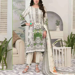 Vestido Salwar Kameez Largo Bordado de Verano Estilo Pakistaní Indio para Mujer, Vestido de Fiesta de Tela Lawn, Servicio OEM - Product Image 6