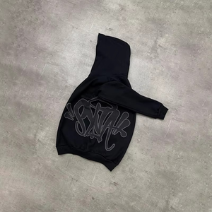 Conjunto Deportivo Informal de Invierno de Hip Hop, Sudadera con Capucha y Pantalones Jogger de Lana con Cierre de Cremallera, Estampado de Grafiti con Letras Planas, para Hombre y Mujer - Product Image 4