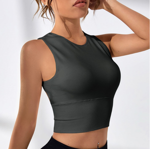 QUICK DRY Knitted <b>Vest</b> Moisture Wicking Breathable Seamless Women'S Yoga Sleeveless <b>Top</b> <b>Built</b> <b>in</b> Yoga <b>Tops</b> Fitness - Product Image 5