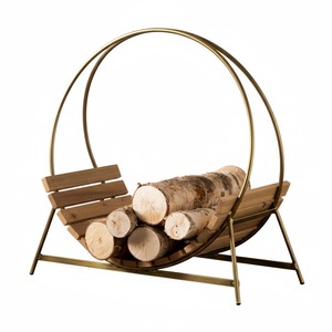 Porte-bûches en métal rond antique en cuivre pour décoration intérieure et extérieure, support de rangement pour bois de chauffage, porte-bûches artisanal - Product Image 4