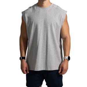 Camiseta sin mangas para hombre, ropa deportiva, estilo gimnasio, verano, corte stringer, chaleco con aberturas, para entrenamiento, correr, cuello redondo, largo, oversize - Product Image 1