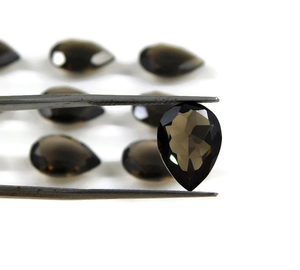 Quartz fumé naturel de qualité AAA 12x10 MM marron coupe poire en vrac directement des fabricants indiens pour la fabrication de bijoux - Product Image 1