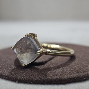 Excellente qualité faite à la main Designer Vintage 925 bague en argent Sterling Unique Smoky Gemstone coussin coupe bijoux plaqué or - Product Image 2