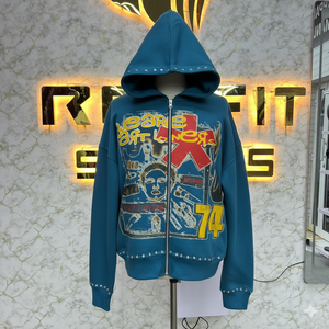 Sweat à capuche avec fermeture éclair imprimé à prix de gros de haute qualité et étiquette personnalisée sweats à capuche pour hommes à bas prix fabriqués en usine - Product Image 1