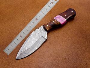 OEM Customizable Damascus Steel Hunting <b>Knife</b> Handmade Ash Wood Pakka Handle Leather Sheath <b>Twisted</b> Pattern-Available for - Product Image 6