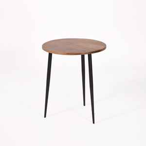 Modern Round Wooden <b>Side</b> <b>Table</b> with Sleek Black <b>Metal</b> <b>Legs</b> Minimalist Accent <b>Table</b> for Living Room Bedroom or Office Decor - Product Image 3