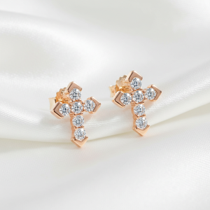 Nouvelles boucles d'oreilles clous de luxe en moissanite VVS taille brillante en forme de croix de 2,2 mm pour hommes et femmes, en argent sterling 925, cadeau d'anniversaire - Product Image 6