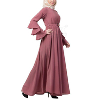 Abaya confortable pour femmes 2025, blocs de couleur, logo personnalisé, couleur personnalisée, polyester de haute qualité, vêtements musulmans avec manches plaquées, costume