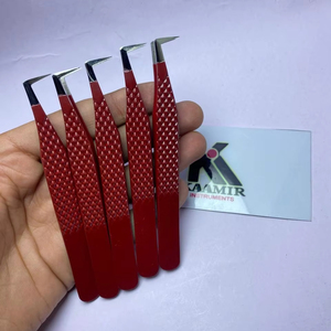 Pinces professionnelles anti-magnétiques en acier inoxydable rose bébé à 90 degrés, poignée confortable, extension de cils, débutants, professionnels, lisses - Product Image 1