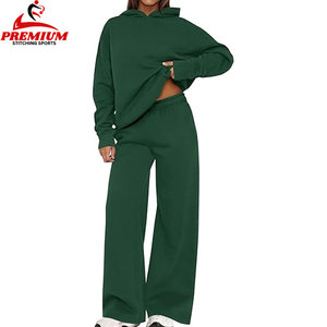 Chándal de mujer de alta calidad 100% algodón Jogging invierno conjuntos de dos piezas chándal de gran tamaño de Color sólido para mujer - Product Image 4