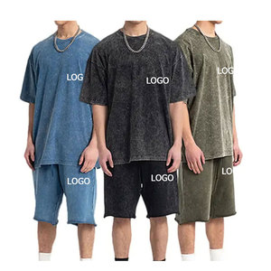 Nouvelle vente d'été respirant T-Shirts Shorts ensemble 100% coton en gros coton vêtements de sport imprimé T-Shirts Shorts ensemble - Product Image 3