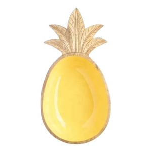 Cuenco decorativo para servir con Base de madera, cuenco decorativo para comida de madera con estampado de esmalte lateral interior de calidad sostenible, cuenco de madera para obsequios - Product Image 5