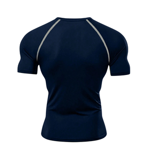Mens Black Compression Shirt <b>Short</b> <b>Sleeve</b> Slim Fit Sports Training Gym Workout Fitness Running Athletic <b>Base</b> <b>Layer</b> 200g Printed - Product Image 3