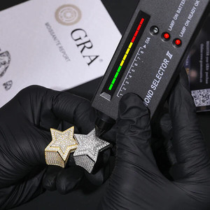 Hip Hop luxe 925 bague en argent Sterling 3D cinq étoiles Moissanite diamant élégant bijoux de mariage pour les femmes D VVS en gros - Product Image 3