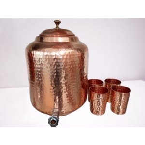 Olla de agua de cobre martillado con soporte de acero vidrio de cobre y botella de agua dispensador de agua de cobre a bajo precio - Product Image 6