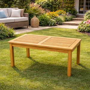 Durable Outdoor Teak <b>Wood</b> Coffee <b>Table</b> Rectangular <b>Garden</b> Patio Furniture Natural Finish Weather Resistant Solid Timber <b>Table</b> - Product Image 2
