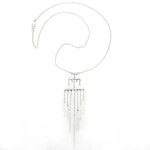 Collar de Borla Brillante de Plata de Ley 925, Joyería Bohemia Delicada Hecha a Mano, Hermosa Joyería Sólida Multibarra para Niñas - Product Image 3