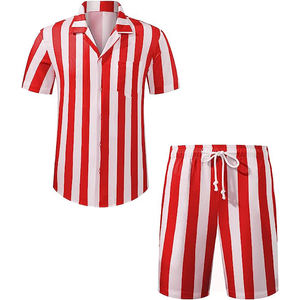 Summer New Men Shorts Suits Tricoté Casual Sports Lapel T-Shirt Short Sleeve Solid Beach Men 2 Pieces Set - Product Image 1